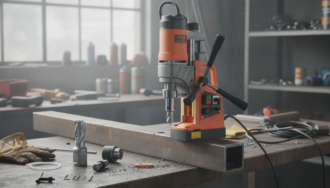 1450W Mag Drill Press: Variable Speed, 1.6in Capacity