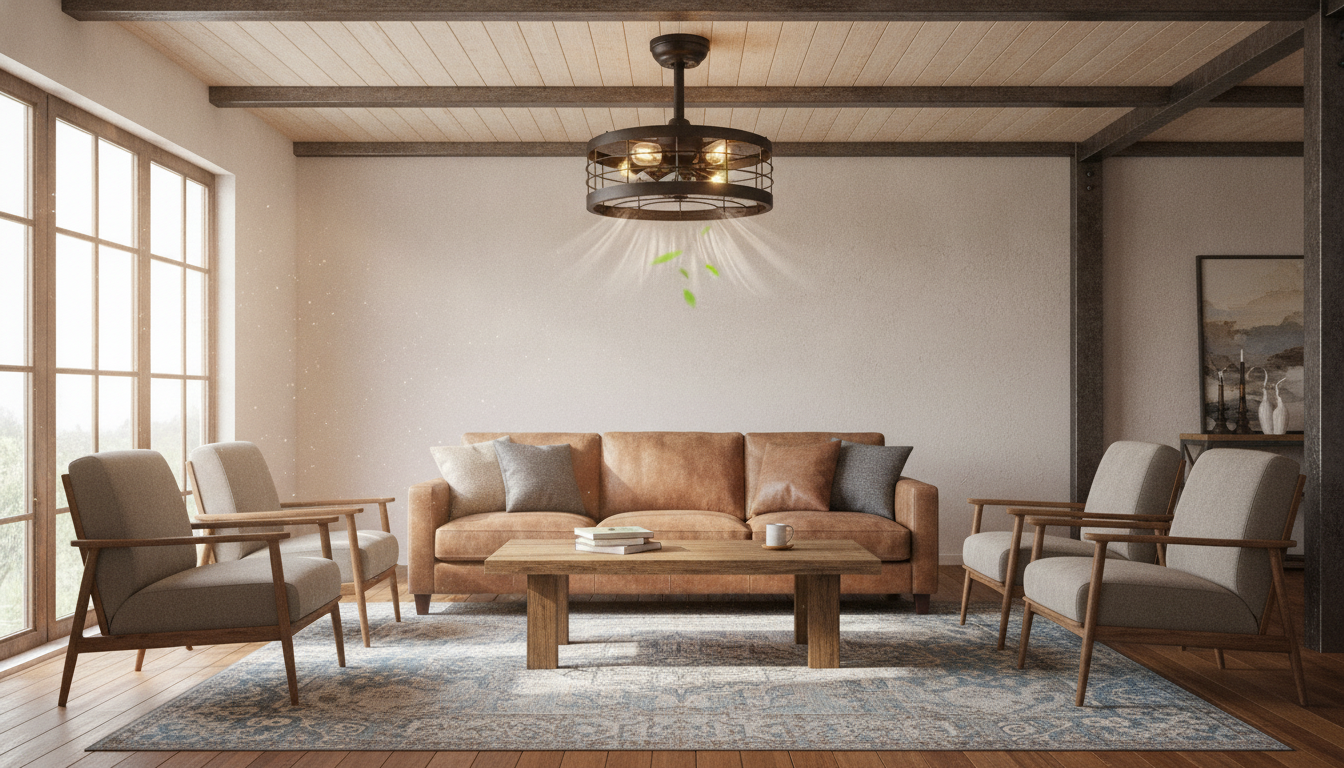 16.5" Industrial Caged Ceiling Fan: Light + Remote