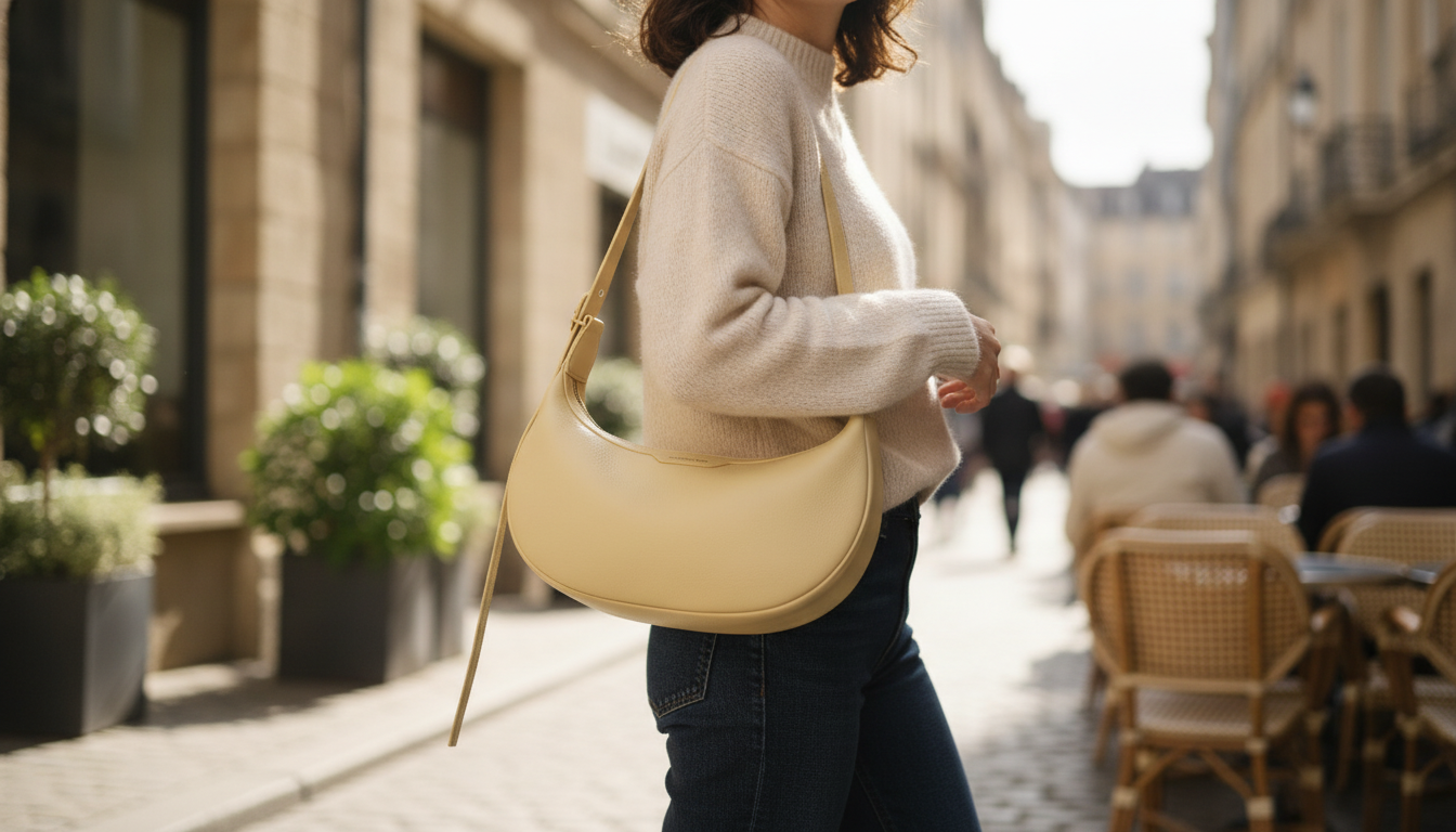 Chic Half-Moon Leather Crossbody Bag: Sleek, Hands-Free