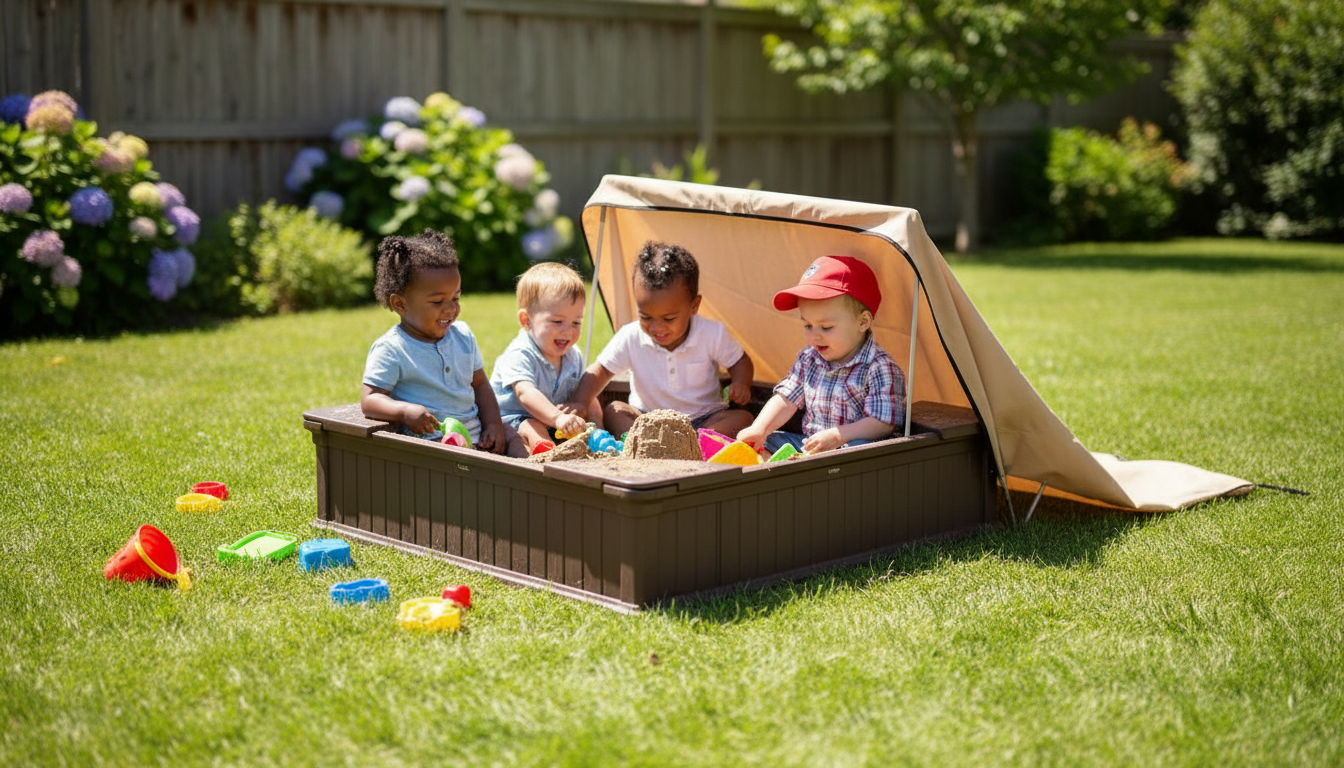 Cleaner Backyard Fun: Sandbox with Cover & Corner Seats