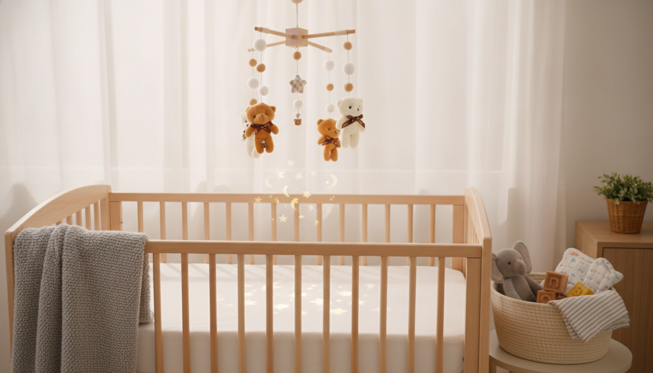 Musical Crib Mobile with Animal Rattles & Soft Projection