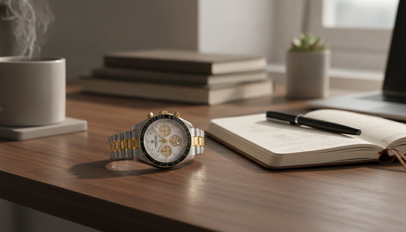 Quartz Chronograph Men’s Watch: Sapphire + Auto Date