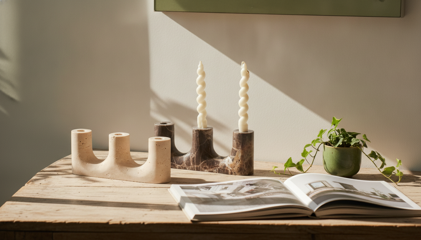 Travertine & Marble Taper Candle Holder Styling Guide